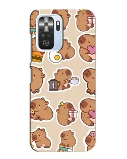 Чехол для Xiaomi POCO F3 с картинкой «Капибары паттерн»