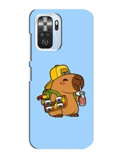 Чехол для Xiaomi POCO F3 с картинкой «Капибара на скейте»