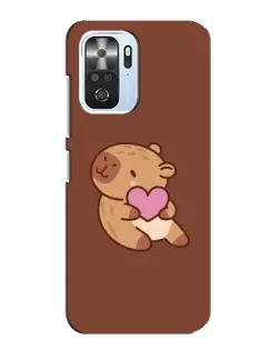 Чехол для Xiaomi POCO F3 с картинкой «Капибара с сердцем»