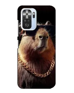 Чехол для Xiaomi POCO F3 с картинкой «Капибара золотая цепь»
