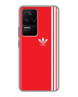 Чехол для Xiaomi POCO F4 (5G) с картинкой «Красный минимализм Adidas»