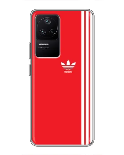 Чехол для Xiaomi POCO F4 (5G) с картинкой «Красный минимализм Adidas»