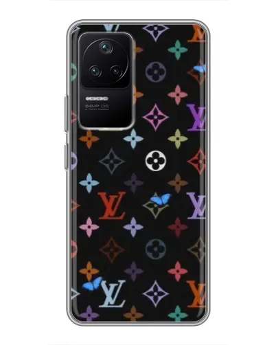 Чехол для Xiaomi POCO F4 (5G) с картинкой «Цветная монограмма LV»