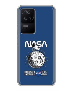 Чехол для Xiaomi POCO F4 (5G) с картинкой «NASA — лунная миссия»