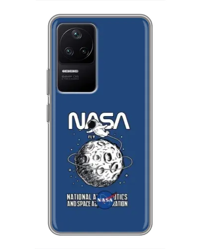 Чехол для Xiaomi POCO F4 (5G) с картинкой «NASA — лунная миссия»