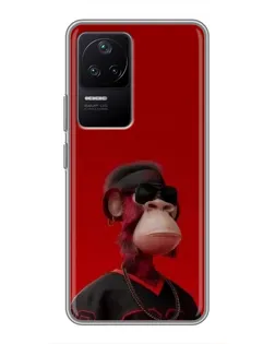 Чехол для Xiaomi POCO F4 (5G) с картинкой «Bored Ape в красном»