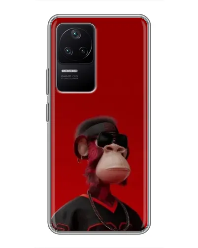 Чехол для Xiaomi POCO F4 (5G) с картинкой «Bored Ape в красном»
