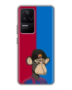 Чехол для Xiaomi POCO F4 (5G) с картинкой «Bored Ape — фанат Барсы»