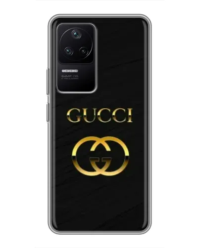 Чехол для Xiaomi POCO F4 (5G) с картинкой «Золотой логотип Gucci»
