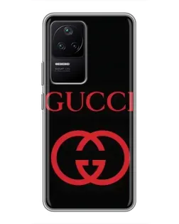 Чехол для Xiaomi POCO F4 (5G) с картинкой «Gucci — красный логотип»