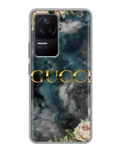 Чехол для Xiaomi POCO F4 (5G) с картинкой «Абстрактные цветы Gucci»