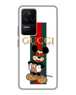 Чехол для Xiaomi POCO F4 (5G) с картинкой «Микки Маус Gucci — полосы»
