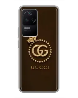 Чехол для Xiaomi POCO F4 (5G) с картинкой «Gucci — золотая бабочка»
