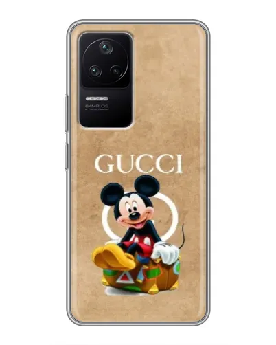 Чехол для Xiaomi POCO F4 (5G) с картинкой «Микки Маус Gucci — крафт»