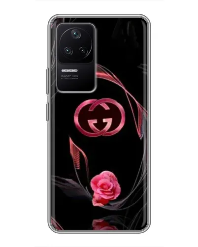 Чехол для Xiaomi POCO F4 (5G) с картинкой «Gucci — неоновая роза»