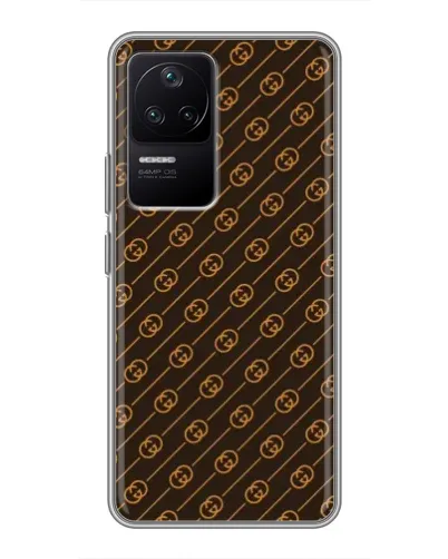 Чехол для Xiaomi POCO F4 (5G) с картинкой «Gucci — золотые диагонали»