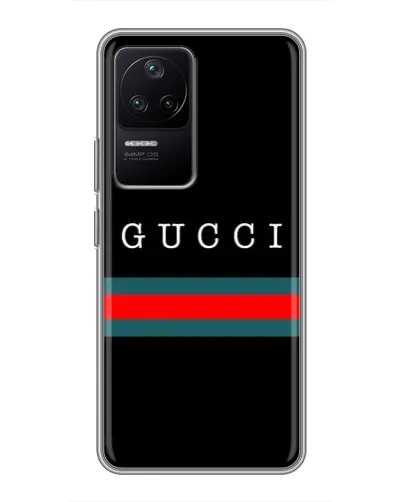 Чехол для Xiaomi POCO F4 (5G) с картинкой «Gucci — красный пояс»