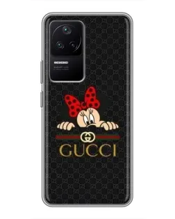 Чехол для Xiaomi POCO F4 (5G) с картинкой «Минни Маус Gucci — черный»