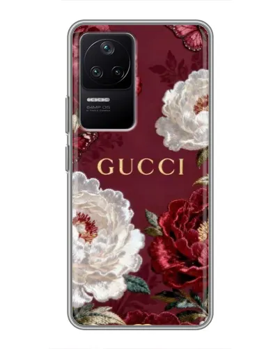 Чохол для Xiaomi POCO F4 (5G) з картинкою «Gucci — бордові троянди» Чохол для Xiaomi POCO F4 (5G) з картинкою «Gucci — бордові троянди»