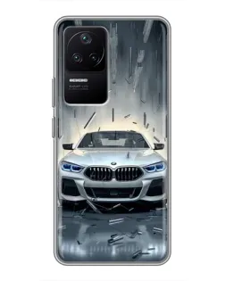 Чехол для Xiaomi POCO F4 (5G) с картинкой «BMW в свете фар»