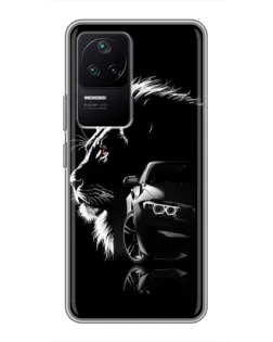 Чехол для Xiaomi POCO F4 (5G) с картинкой «BMW и лев»