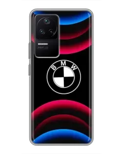 Чехол для Xiaomi POCO F4 (5G) с картинкой «Логотип BMW и неоновые дуги»