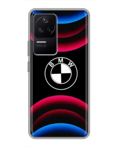 Чехол для Xiaomi POCO F4 (5G) с картинкой «Логотип BMW и неоновые дуги» Чехол для Xiaomi POCO F4 (5G) с картинкой «Логотип BMW и неоновые дуги»