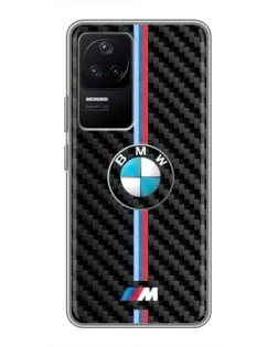 Чехол для Xiaomi POCO F4 (5G) с картинкой «Эмблема BMW и карбон»