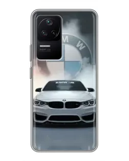 Чехол для Xiaomi POCO F4 (5G) с картинкой «BMW в белом дыму»