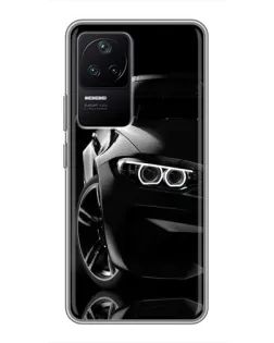 Чехол для Xiaomi POCO F4 (5G) с картинкой «Черная BMW — профиль»
