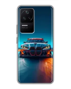 Чехол для Xiaomi POCO F4 (5G) с картинкой «BMW — огни неона»