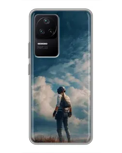Чехол для Xiaomi POCO F4 (5G) с картинкой «Герой PUBG на скале»