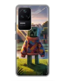 Чехол для Xiaomi POCO F4 (5G) с картинкой «Крипер в свитере»