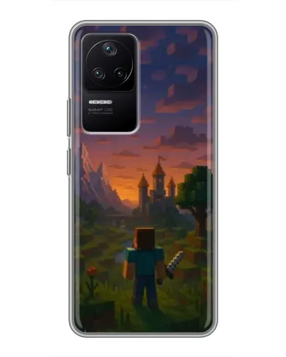 Чехол для Xiaomi POCO F4 (5G) с картинкой «Стив у башни» Чехол для Xiaomi POCO F4 (5G) с картинкой «Стив у башни»