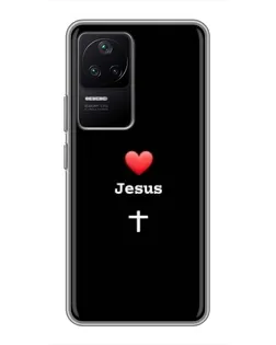 Чехол для Xiaomi POCO F4 (5G) с картинкой «Сердце - Jesus»