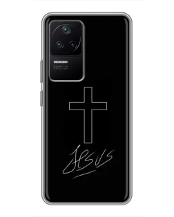 Чехол для Xiaomi POCO F4 (5G) с картинкой «Графический крест Jesus»