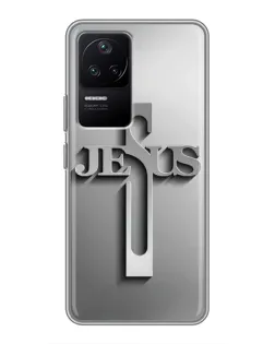 Чехол для Xiaomi POCO F4 (5G) с картинкой «Металлический крест Jesus»