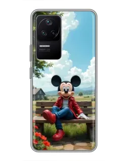 Чехол для Xiaomi POCO F4 (5G) с картинкой «Микки на скамейке»