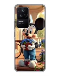 Чехол для Xiaomi POCO F4 (5G) с картинкой «Микки садовод»