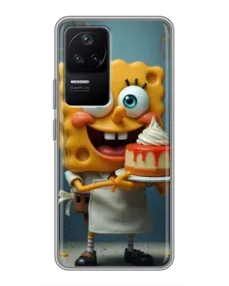 Чехол для Xiaomi POCO F4 (5G) с картинкой «Повар Спанч Боб»