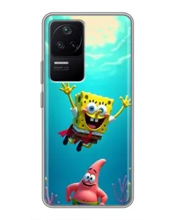 Чехол для Xiaomi POCO F4 (5G) с картинкой «Спанч Боб под водой»