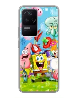 Чехол для Xiaomi POCO F4 (5G) с картинкой «Губка Боб и друзья»