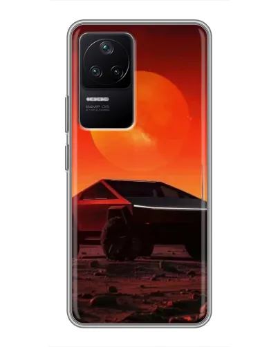 Чехол для Xiaomi POCO F4 (5G) с картинкой «Cybertruck на Марсе»