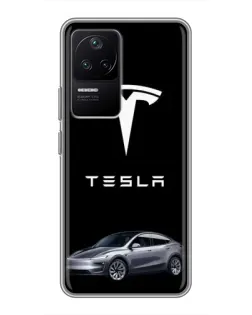 Чехол для Xiaomi POCO F4 (5G) с картинкой «Tesla Model Y»