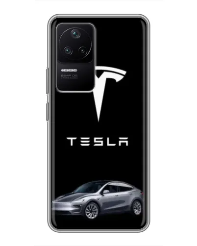 Чехол для Xiaomi POCO F4 (5G) с картинкой «Tesla Model Y»