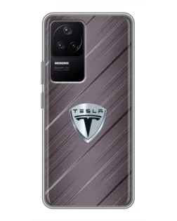 Чехол для Xiaomi POCO F4 (5G) с картинкой «Металлическая текстура Tesla»