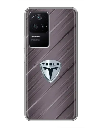 Чехол для Xiaomi POCO F4 (5G) с картинкой «Металлическая текстура Tesla»