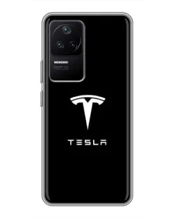 Чехол для Xiaomi POCO F4 (5G) с картинкой «Tesla White Logo»