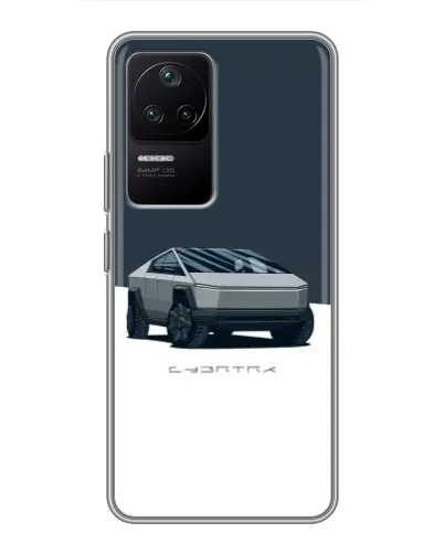 Чехол для Xiaomi POCO F4 (5G) с картинкой «Серебристый Cybertruck Tesla»