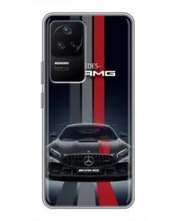 Чехол для Xiaomi POCO F4 (5G) с картинкой «Mercedes — белый карбон»
